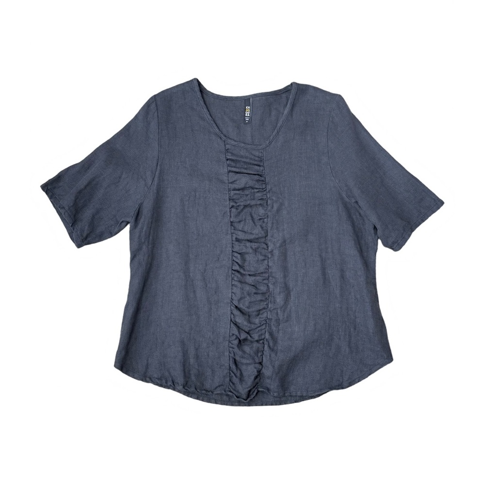 KHANGURA Women's Black Linen Lagenlook Tunic Blouse Top Women's Beachy Coastal